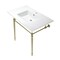 Fauceture KVPB372271BB 37-Inch Console Sink with Brass Legs (Single Faucet Hole), White/Brushed Brass KVPB372271BB - alternate 1